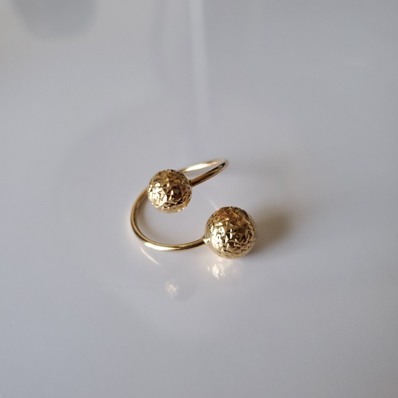 18k Solid Yellow Gold Spiral Cuff Ring Size 6 - Picture 2 of 6